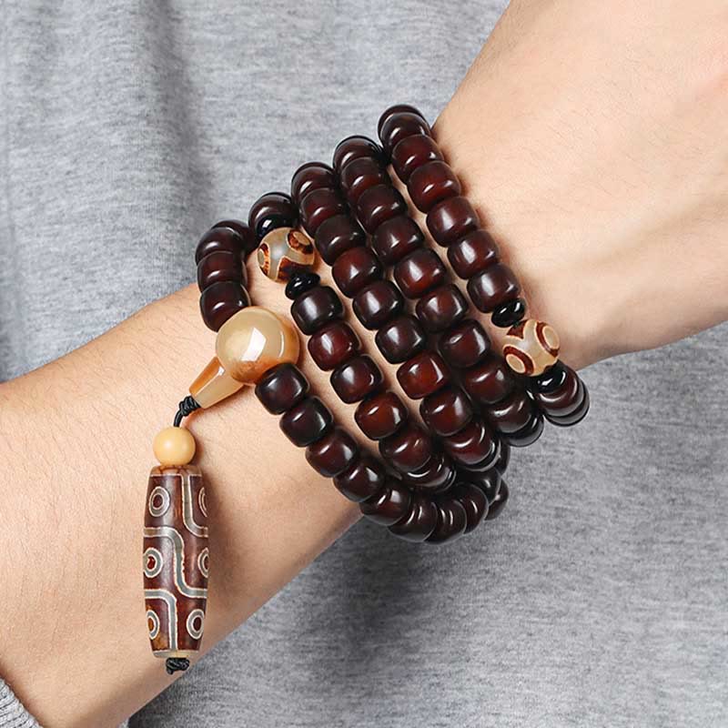 Buddha Stones 108 Mala kralen, drieoogige Dzi kraal, negenoogige Dzi kraal, jade Armband - image 12