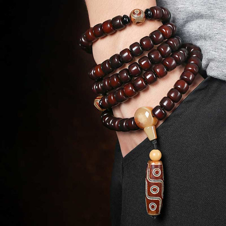 Buddha Stones 108 Mala kralen, drieoogige Dzi kraal, negenoogige Dzi kraal, jade Armband - image 11