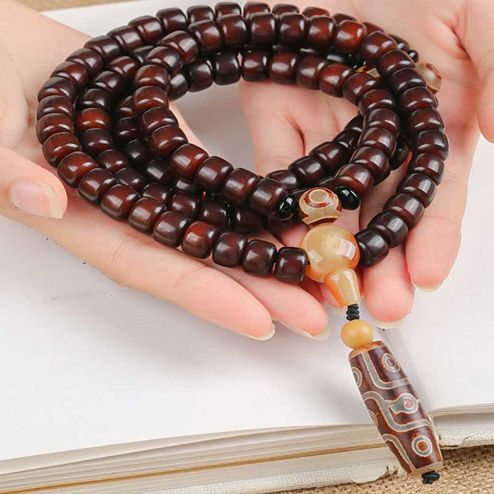 Buddha Stones 108 Mala kralen, drieoogige Dzi kraal, negenoogige Dzi kraal, jade Armband - image 7