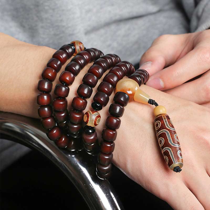 Buddha Stones 108 Mala kralen, drieoogige Dzi kraal, negenoogige Dzi kraal, jade Armband - image 3