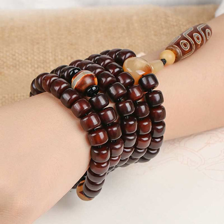 Buddha Stones 108 Mala kralen, drieoogige Dzi kraal, negenoogige Dzi kraal, jade Armband - image 8