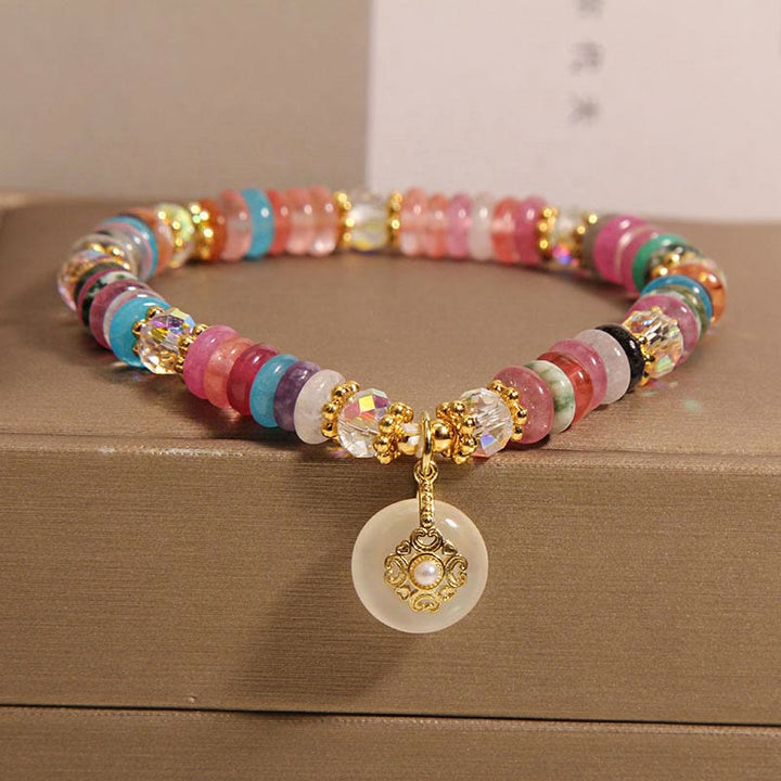 Buddha Stones Gelukbrengende Armband met diverse kristallen vredesgesp - Kristallen vredesgesp (Polsomtrek: 14-17 cm) - image 0