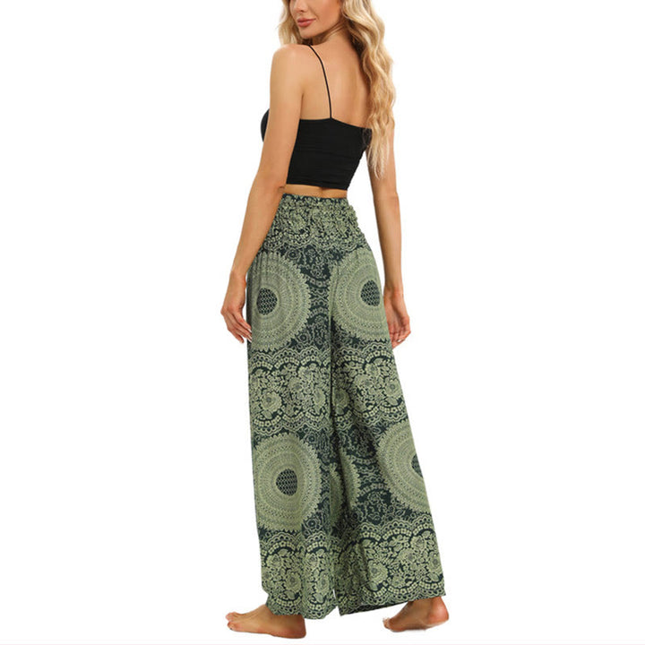 Buddha Stones Boho broek met vetersluiting en wijde pijpen, yogabroek voor dames - image 12