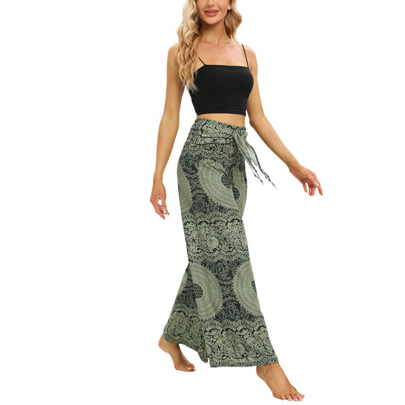 Buddha Stones Boho broek met vetersluiting en wijde pijpen, yogabroek voor dames - image 14