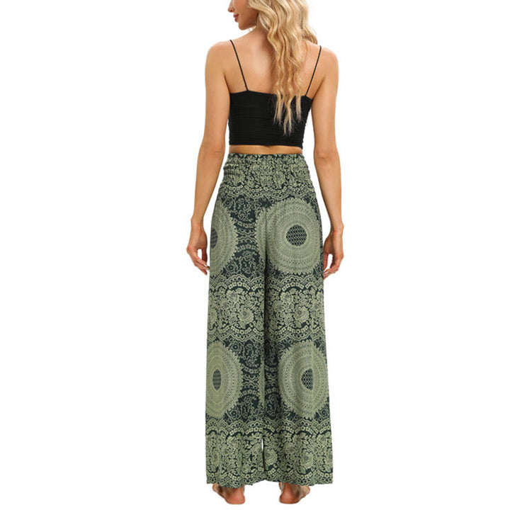 Buddha Stones Boho broek met vetersluiting en wijde pijpen, yogabroek voor dames - image 11