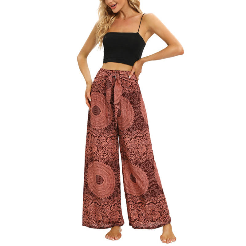 Buddha Stones Boho broek met vetersluiting en wijde pijpen, yogabroek voor dames - image 7