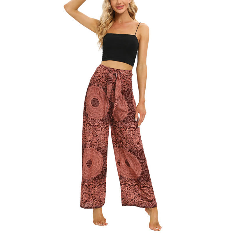 Buddha Stones Boho broek met vetersluiting en wijde pijpen, yogabroek voor dames - image 6