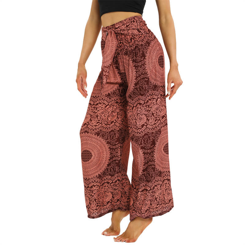 Buddha Stones Boho broek met vetersluiting en wijde pijpen, yogabroek voor dames - image 2