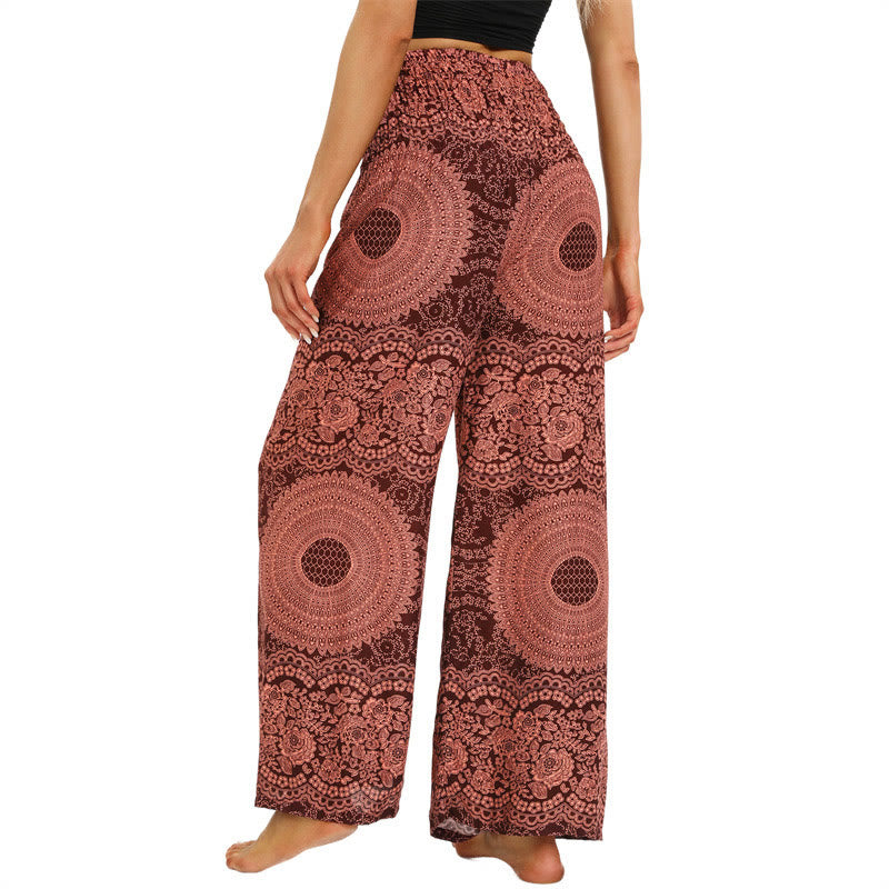 Buddha Stones Boho broek met vetersluiting en wijde pijpen, yogabroek voor dames - image 3