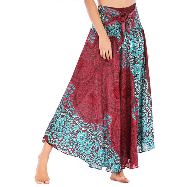 Buddha Stones Two Style Wear Bohemian Kompasroos Bloemenrok met Vetersluiting Jurk - image 35