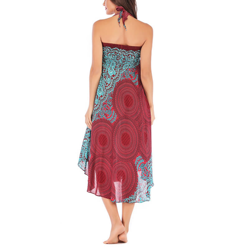Buddha Stones Two Style Wear Bohemian Kompasroos Bloemenrok met Vetersluiting Jurk - image 42