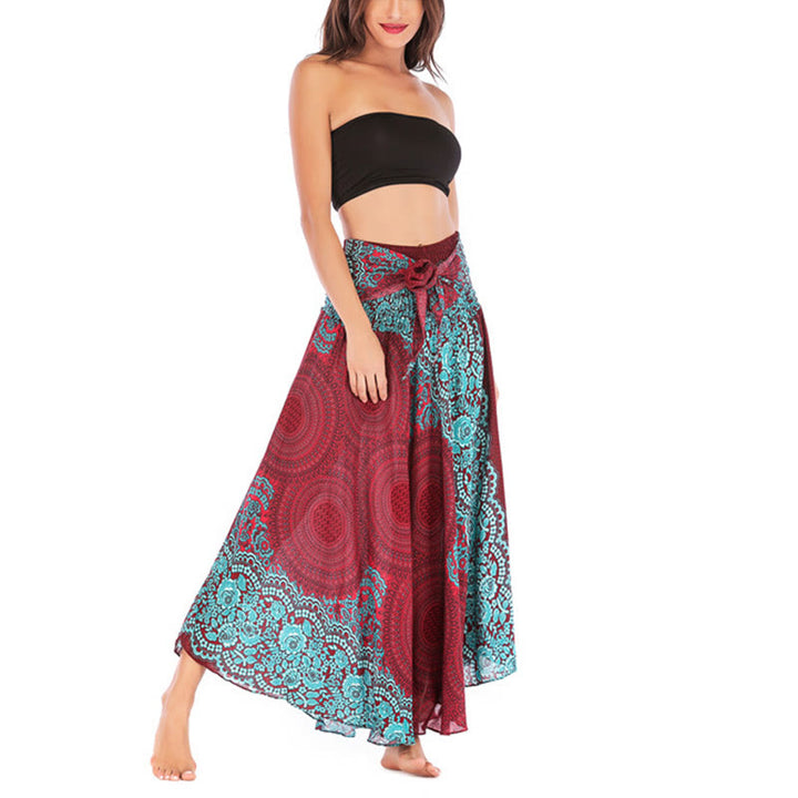 Buddha Stones Two Style Wear Bohemian Kompasroos Bloemenrok met Vetersluiting Jurk - image 40