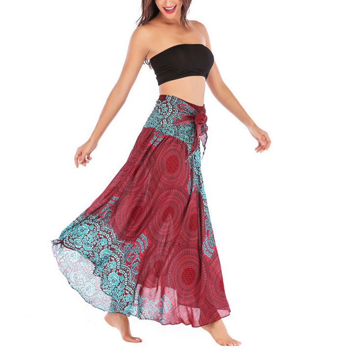 Buddha Stones Two Style Wear Bohemian Kompasroos Bloemenrok met Vetersluiting Jurk - image 38
