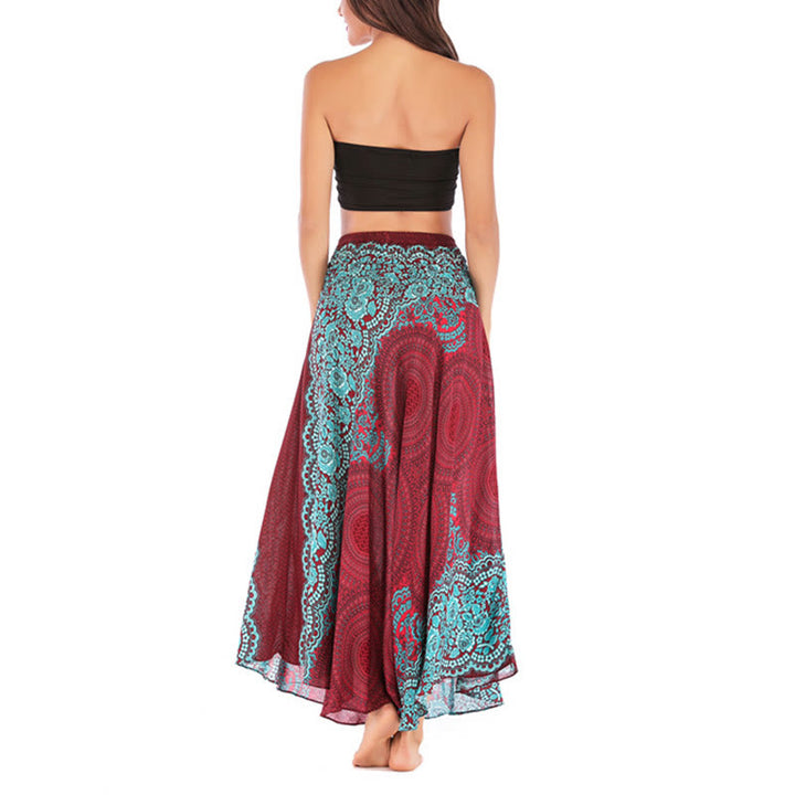 Buddha Stones Two Style Wear Bohemian Kompasroos Bloemenrok met Vetersluiting Jurk - image 39