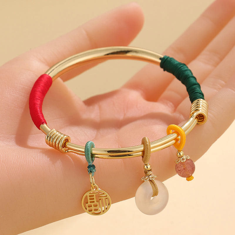 Buddha Stones Roze kristallen vredesgesp geluksbloem Bangle-armband - image 2