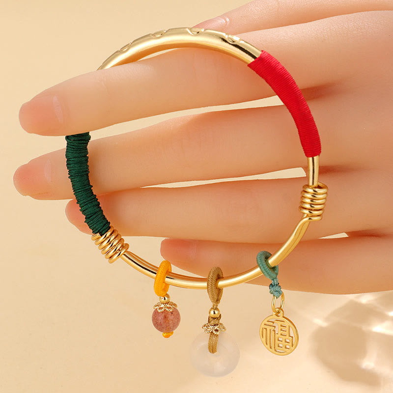 Buddha Stones Roze kristallen vredesgesp geluksbloem Bangle-armband - image 1