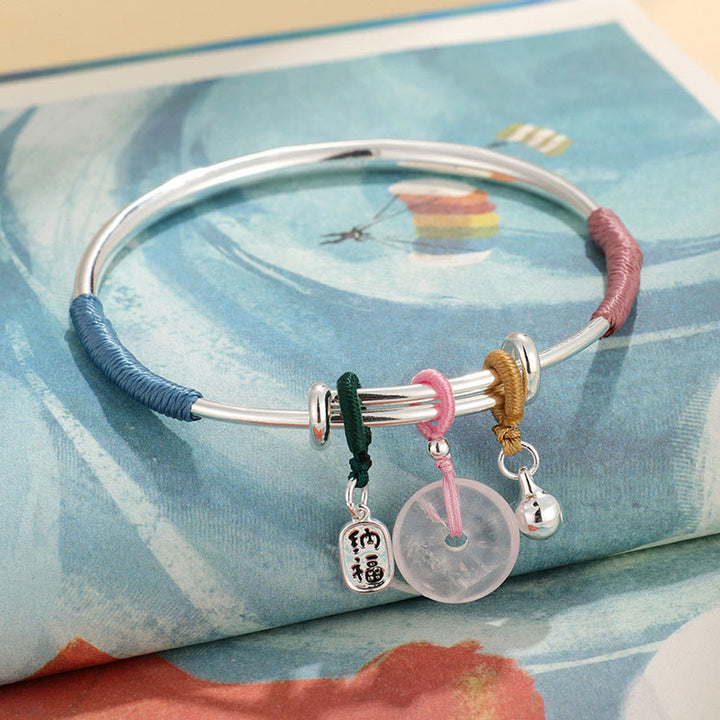 Buddha Stones Roze kristallen vredesgesp geluksbloem Bangle-armband - image 8