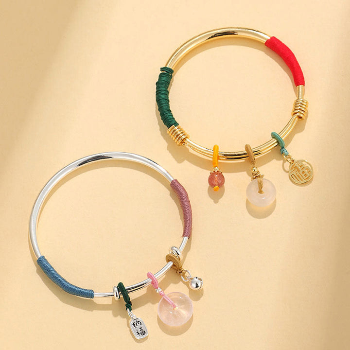Buddha Stones Roze kristallen vredesgesp geluksbloem Bangle-armband - image 13