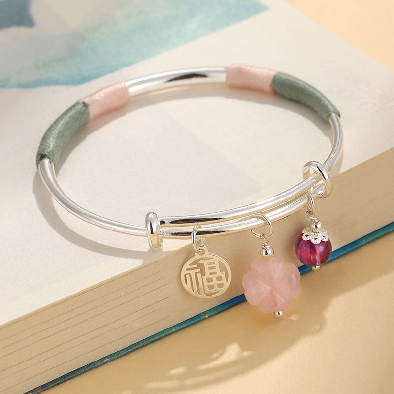 Buddha Stones Roze kristallen vredesgesp geluksbloem Bangle-armband - Roze kristallen bloem (binnendiameter: 56-60 mm) - image 11