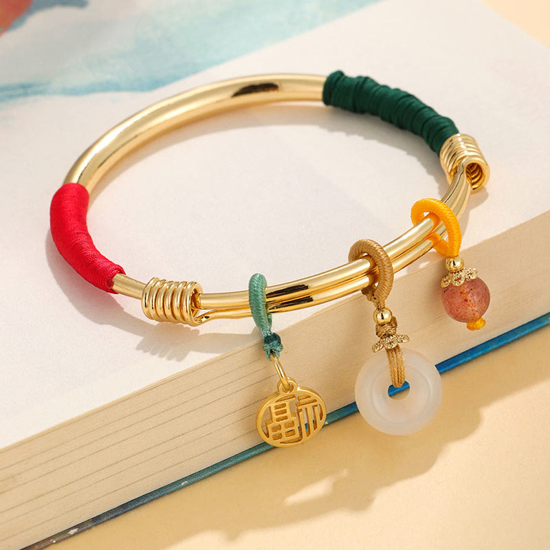 Buddha Stones Roze kristallen vredesgesp geluksbloem Bangle-armband - Vergulde vredesgesp (binnendiameter: 56-60 mm) - image 0