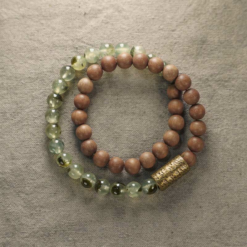 Buddha Stones Groene rutielkwarts natuurlijke sandelhout Armband - image 0