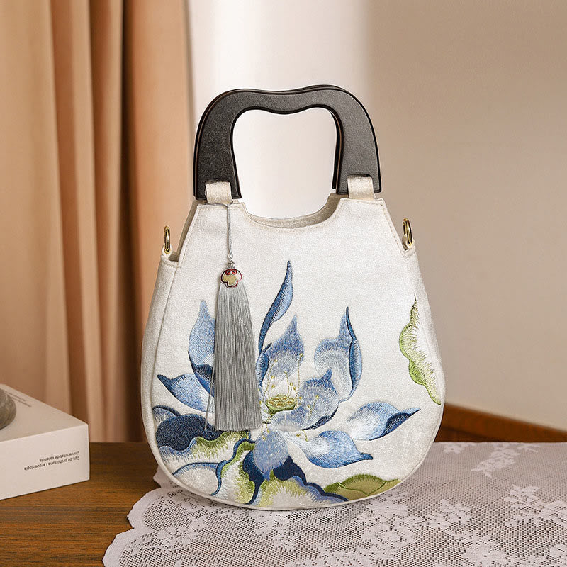Buddha Stones Handtas/ Schoudertas (crossbody) met lotusborduurwerk - image 1