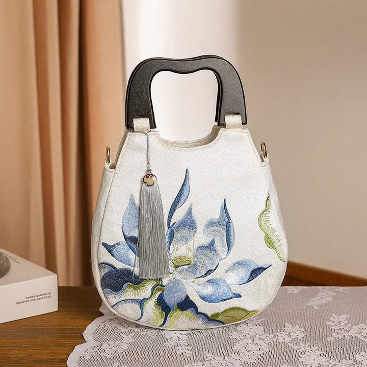 Buddha Stones Handtas/ Schoudertas (crossbody) met lotusborduurwerk - image 1
