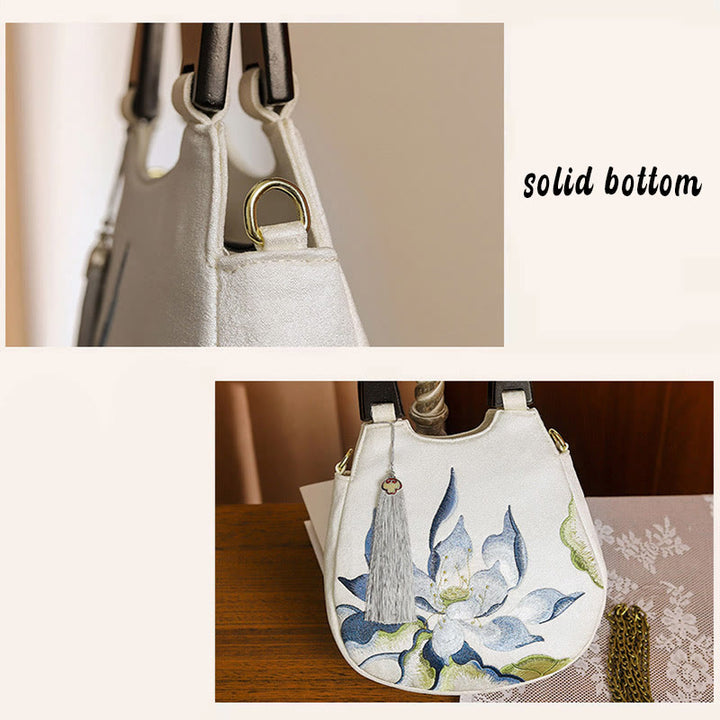 Buddha Stones Handtas/ Schoudertas (crossbody) met lotusborduurwerk - image 5
