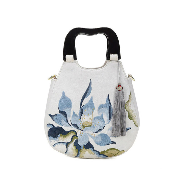 Buddha Stones Handtas/ Schoudertas (crossbody) met lotusborduurwerk - image 2