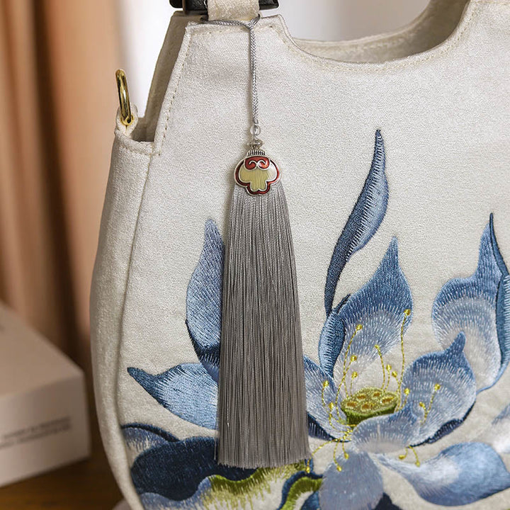 Buddha Stones Handtas/ Schoudertas (crossbody) met lotusborduurwerk - image 3