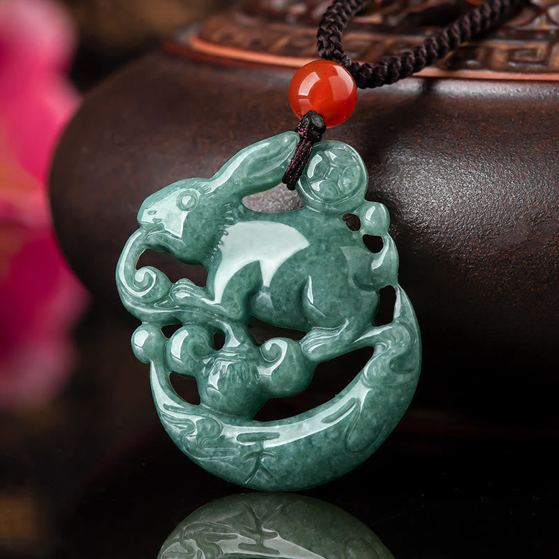 Jaar van het Konijn Jade Geluk Halve Maan Ketting - Jade (Welvaart♥Overvloed) - image 0