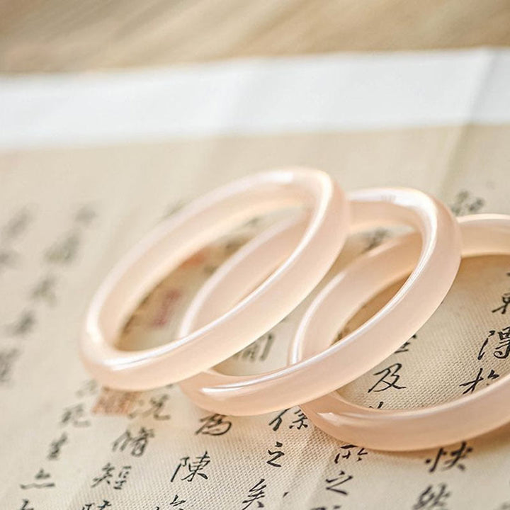 Buddha Stones Natuurlijke stoffige roze jade Bangle-armband voor zelfliefde - image 1