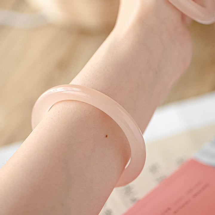 Buddha Stones Natuurlijke stoffige roze jade Bangle-armband voor zelfliefde - image 8