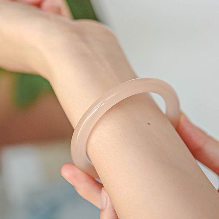 Buddha Stones Natuurlijke stoffige roze jade Bangle-armband voor zelfliefde - image 2
