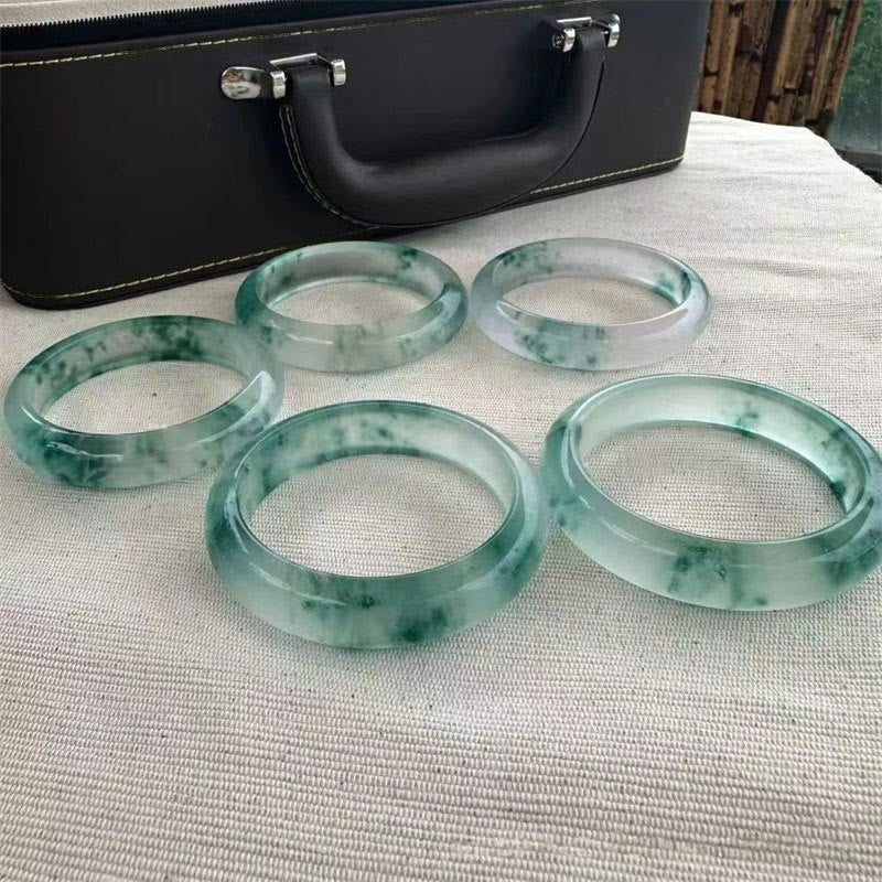 Buddha Stones Bangle-armband met drijvende bloem van natuurlijke jade, symbool van geluk. - image 9