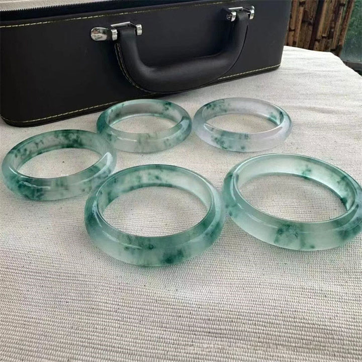 Buddha Stones Bangle-armband met drijvende bloem van natuurlijke jade, symbool van geluk. - image 9