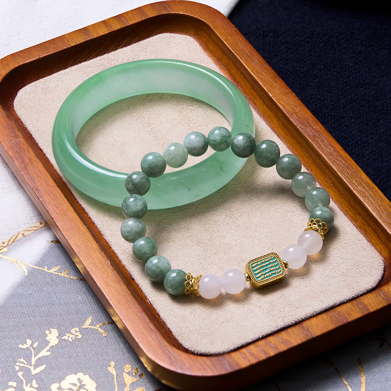 Buddha Stones Bevorder een nieuw begin met deze mintgroene jade Bangle-armband. - Jade armband & jade Bangle 62 mm - image 0