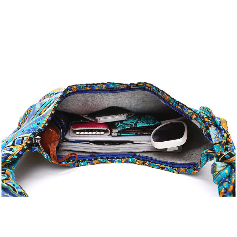 Buddha Stones Schoudertas (crossbody) met katoenen strepen - image 3