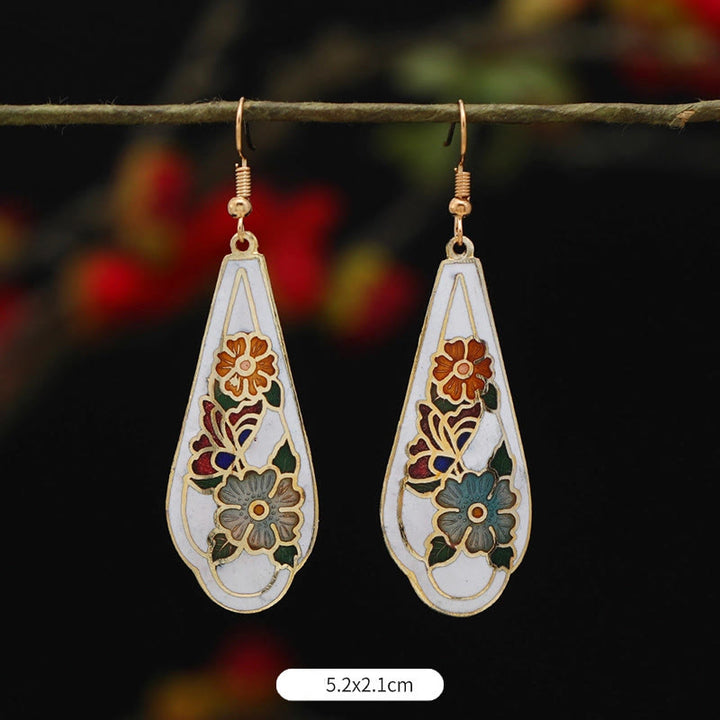 Buddha Stones Lotusvlinderbloem Koperlegering Verlichting Oorbellen - Hemelsblauwe bloem 5,2*2,1 cm - image 10
