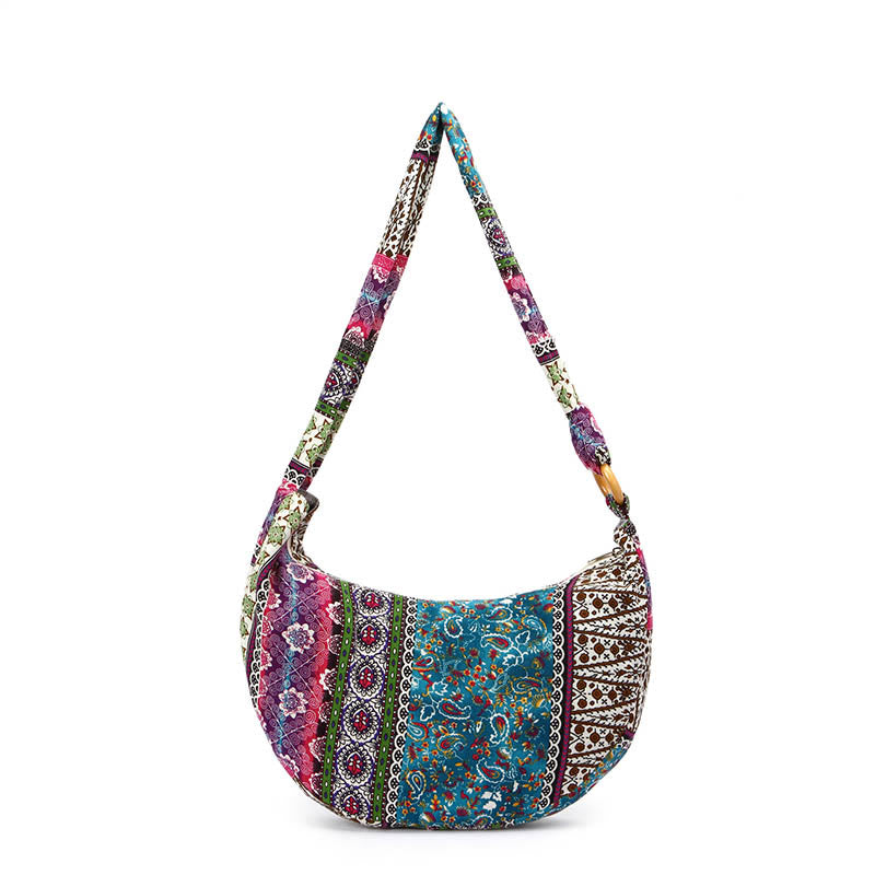 Buddha Stones Schoudertas (crossbody) met katoenen strepenprint - image 9