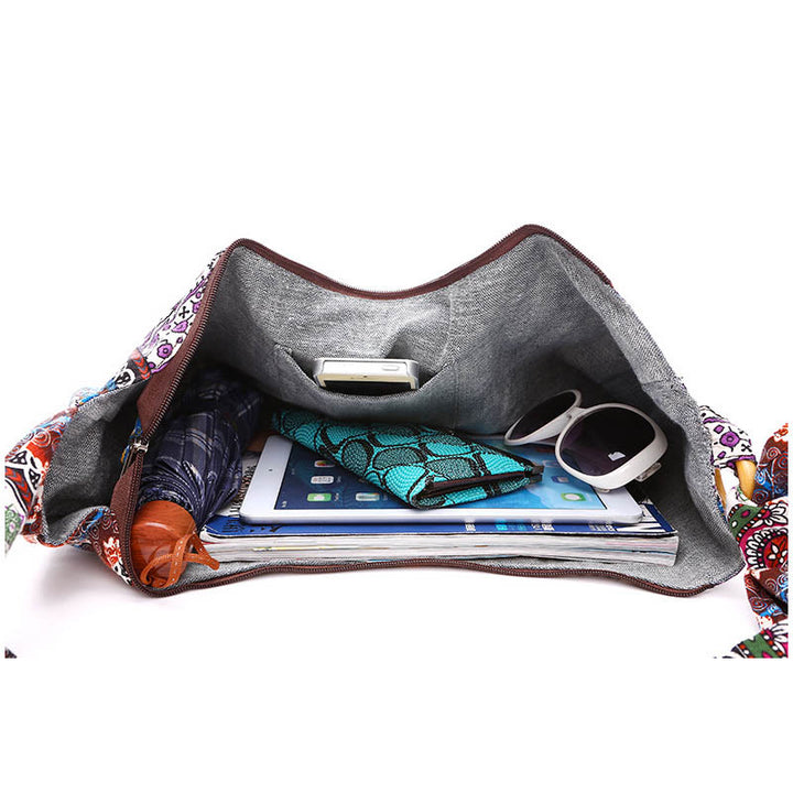 Buddha Stones Schoudertas (crossbody) met katoenen strepenprint - image 3