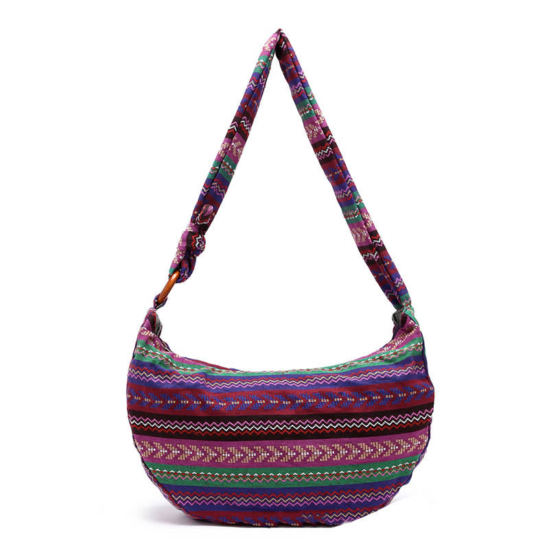 Buddha Stones Schoudertas (crossbody) met katoenen strepenprint - image 17