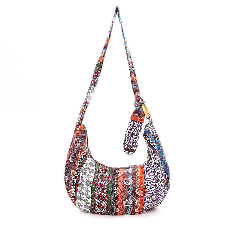 Buddha Stones Schoudertas (crossbody) met katoenen strepenprint - image 1