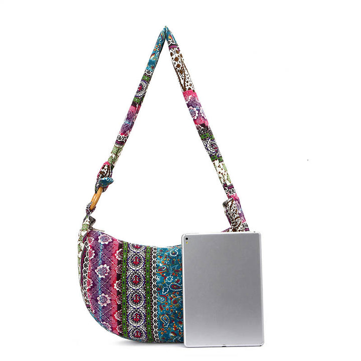 Buddha Stones Schoudertas (crossbody) met katoenen strepenprint - image 10