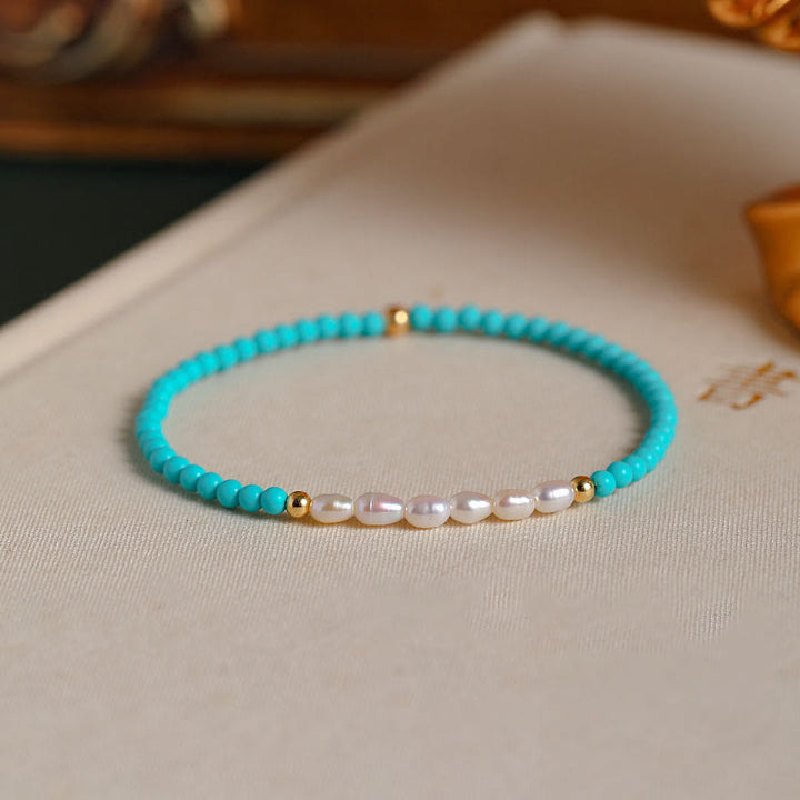 Buddha Stones Turquoise Rode Agaat Parel Kleine Kralen Armband - Parelkralen &amp; turkoois (Polsomtrek 14-16 cm) - image 5