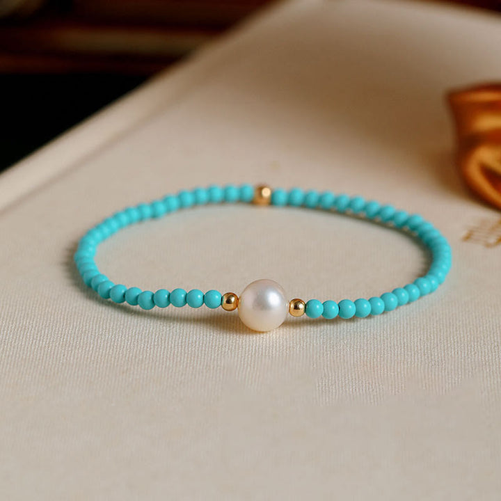 Buddha Stones Turquoise Rode Agaat Parel Kleine Kralen Armband - Eén parel en turkoois (Polsomtrek 14-16 cm) - image 7