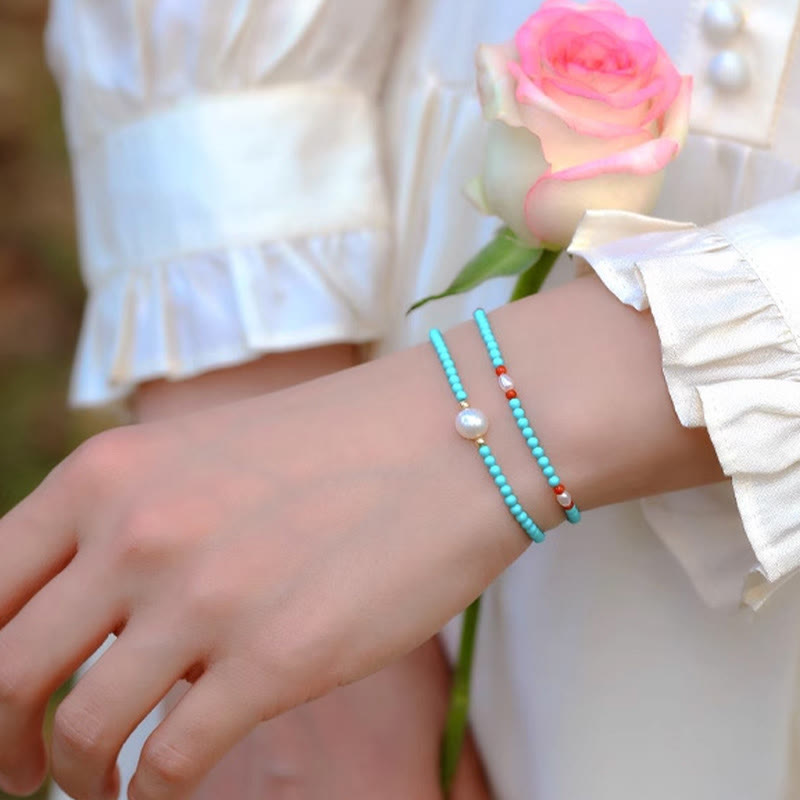 Buddha Stones Turquoise Rode Agaat Parel Kleine Kralen Armband - image 15