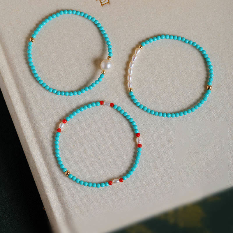 Buddha Stones Turquoise Rode Agaat Parel Kleine Kralen Armband - image 18