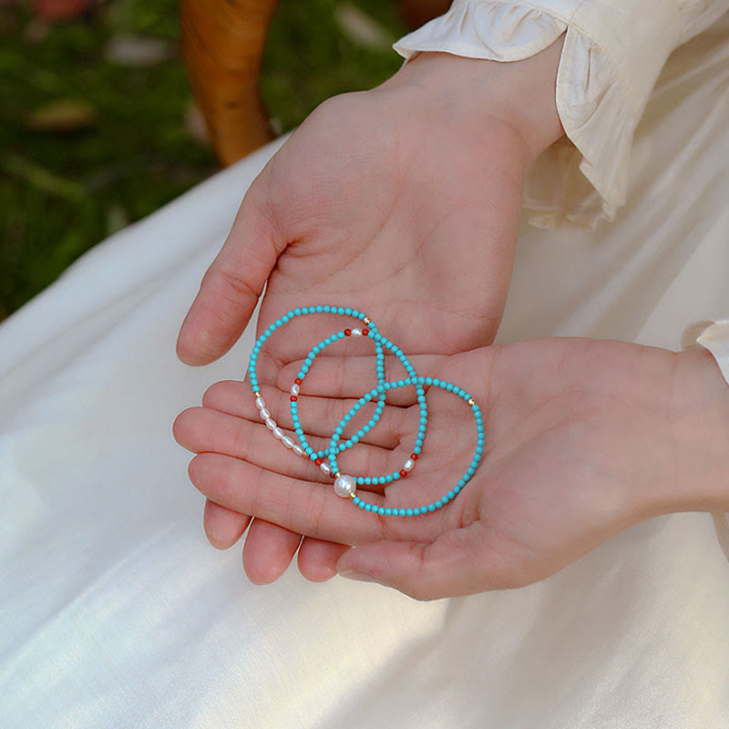 Buddha Stones Turquoise Rode Agaat Parel Kleine Kralen Armband - image 11