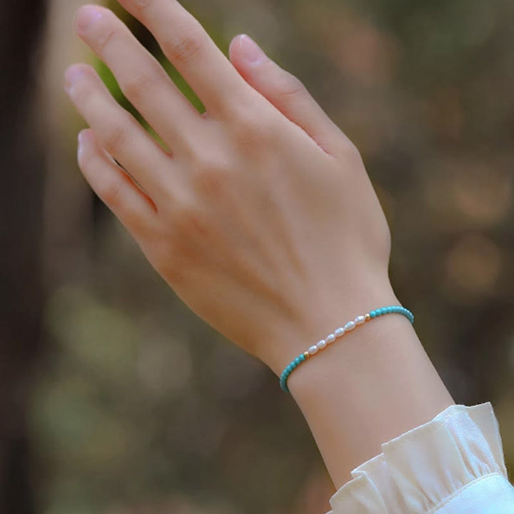 Buddha Stones Turquoise Rode Agaat Parel Kleine Kralen Armband - image 6